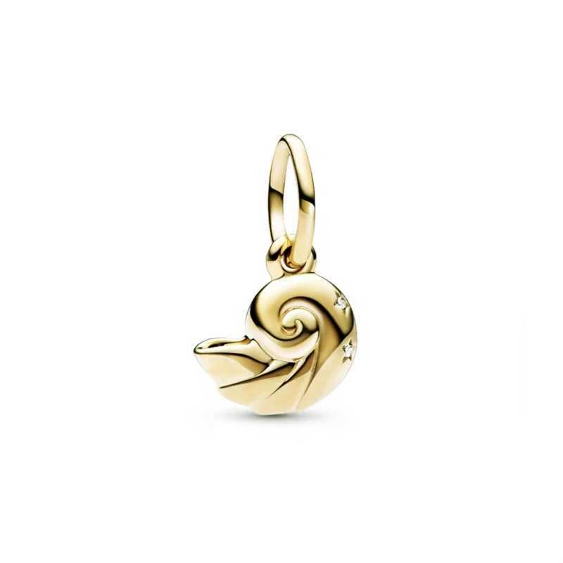 NEW Gold Plated Star Crescent Moon Charm Sparkling Bee Shell Dangle Bead Fit Original Silver 925 Bracelet DIY Jewelry GiftXJ250517
