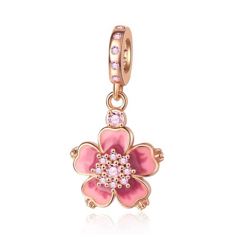 Pink Rose Enamel Flowers Mle Peony Tulip Beads Fit Original 925 Sterling Silver Pan Bracelet Women DIY Charm Jewelry GiftXJ250517