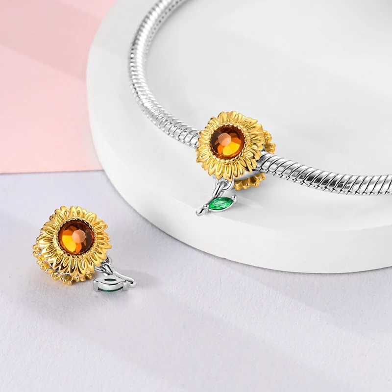 925 Sterling Silver Shining Sunflowers Pen Book Dangle Charm Fit DIY Bracelet Necklaces Teachers Day Gift Heartfelt JewelXJ250517