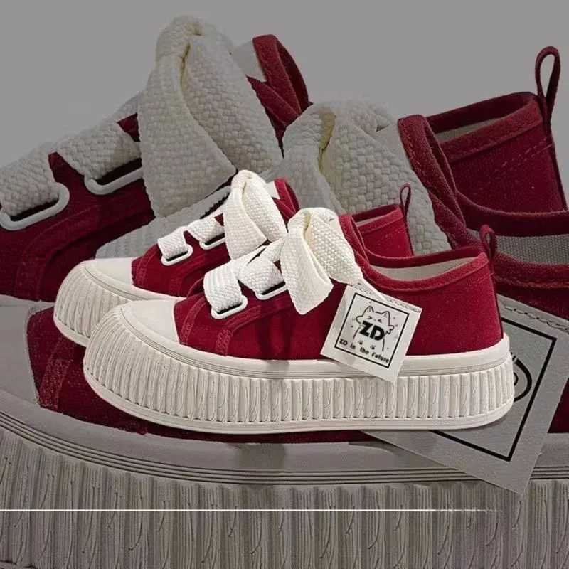 Sneakers Women Shoes for Woman Thick Soled Canvas Shoes 2025 New Trend Lady Breathable White Trainers Student Casual Board Shoes W250517