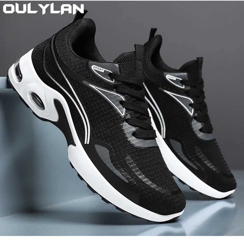 Oulylan New Spring Outdoor Soft Soled Mesh Sports Shoes Black Breathable Flat Bottom Casual Sports Shoes For MenXJ250517