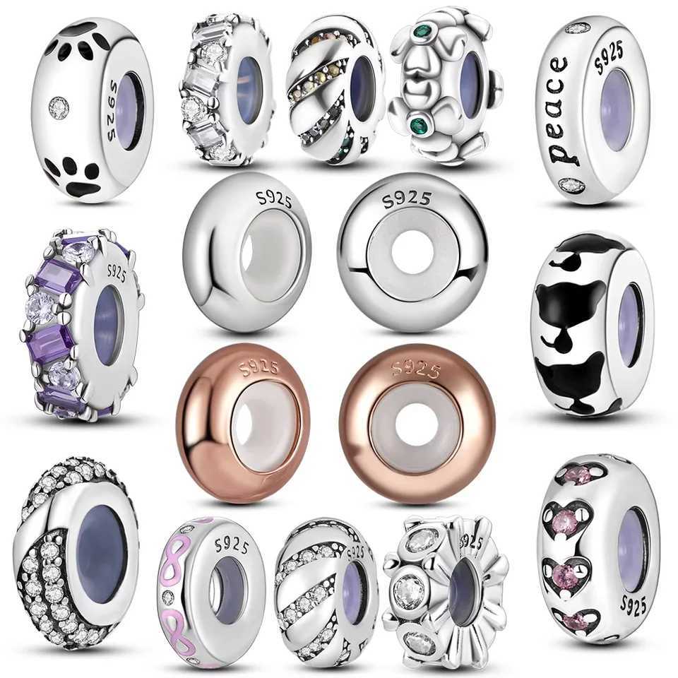 925 Sterling Silver Sile Spacer Stopper Clip Charms Chamilia Beads Fit Original Necklace Bracelet DIY Gift WomenXJ250517