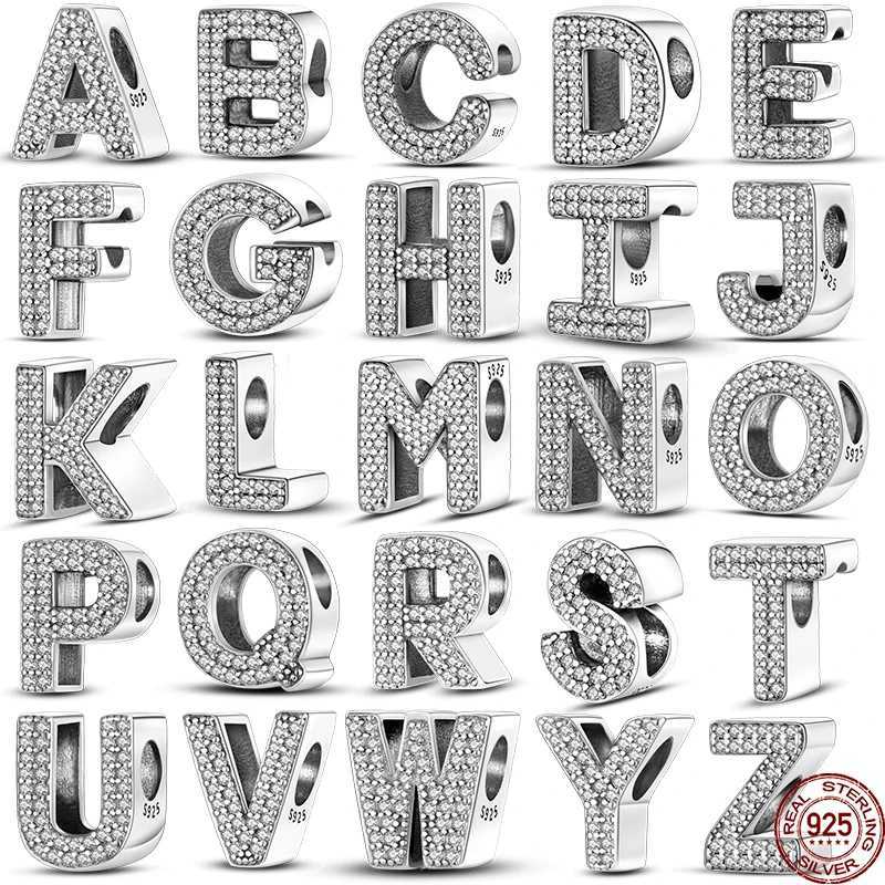Silver 925 Charms Original Fit 3mm Original Bracelet Silver Classic 26 Letters Beads Diy Charm For Women JewelryXJ250517