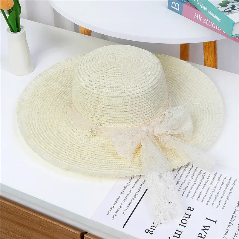 2025Beach Travel Straw Panama Hat Summer Hat Big Wide Brim Foldable BeachSun Hat Straw Floppy Sun Block UV Protection HatL Adies 250516