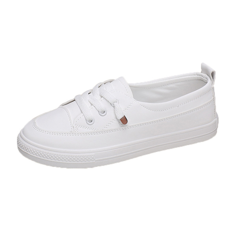 New style of small forefoot lace up sports white sneakers designed by fashionable women's single foot single shoe flat bottomed board