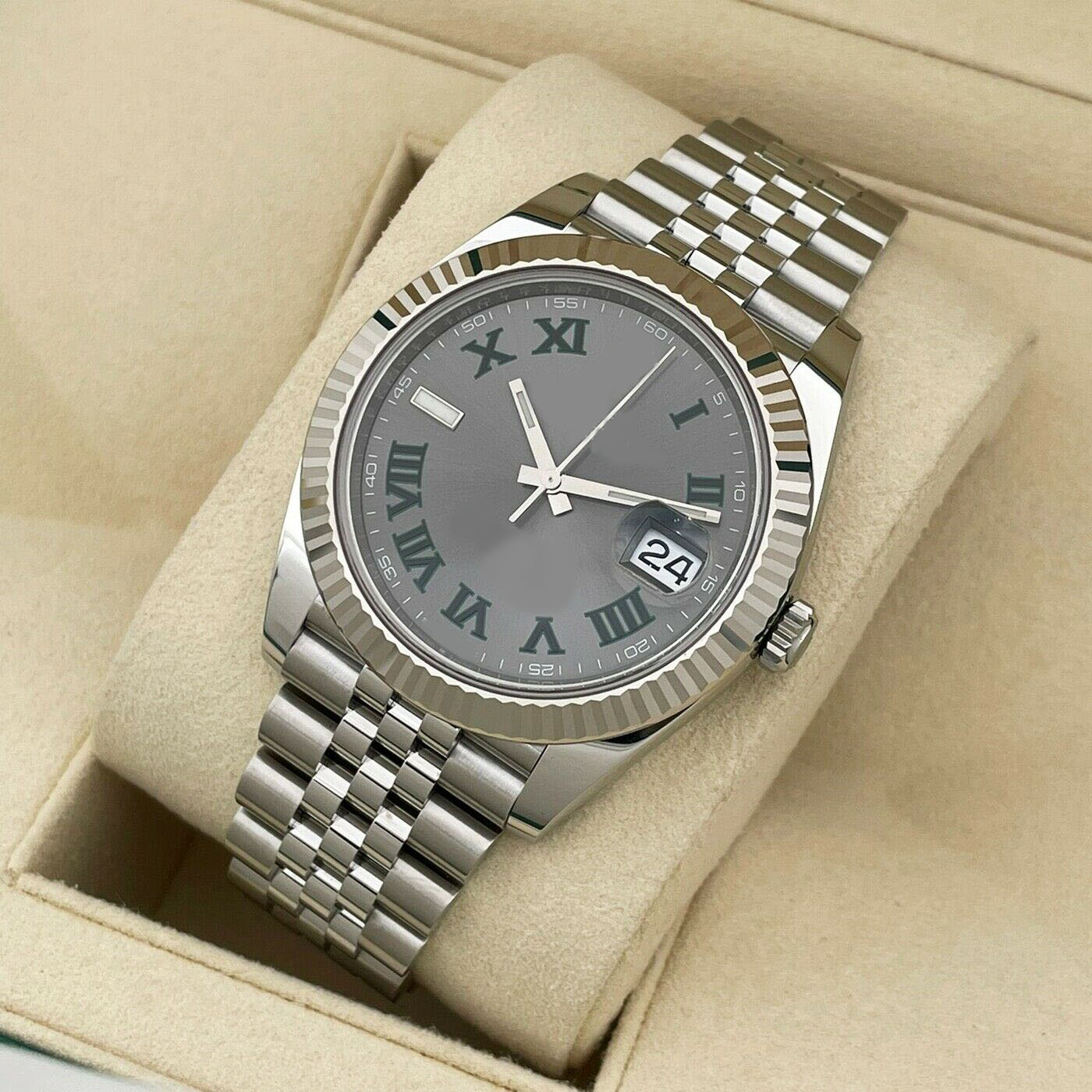 Luxury HOT selling BRAND V7 41mm Wimbledon Slate Green 126334 Fluted Jubilee Automatic Mechanica Men's watch Men's watch