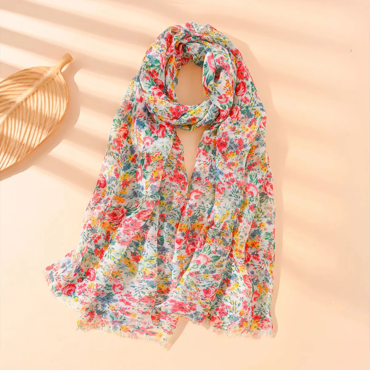 2025 Ladies Hawaiian Style Beach Scarf Shawl Bohemian Floral Line Elements SpringSummer Outing Casual Accessories Latest 250517