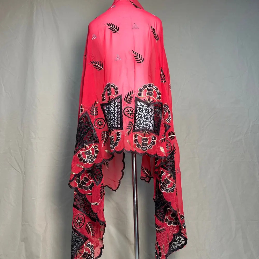 Dubai Scarf For Muslim Women African Chiffon big Hijab Islam Pashmina Turban Headscarf Embroidery Shawls 250517