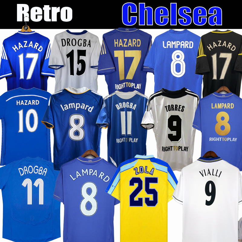 Drogba 2011 Torres Retro Soccer Jerseys Lampard 12 13 Final 96 97 99 82 85 87 89 90 Football Shirt vintage Classic 03 05 06 16 COLE ZOLA Vialli 07 08 Long sleeves men 9914