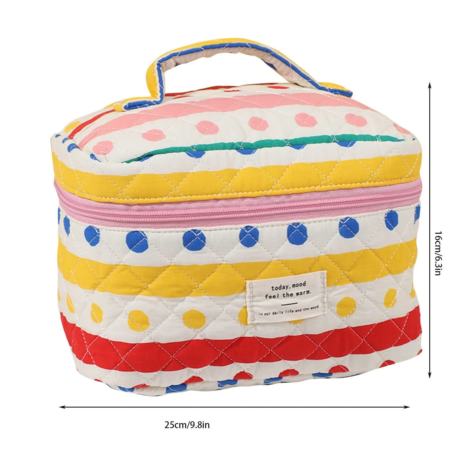 Womens Large Capacity Travel Cosmetic Bag Floral Cotton Toiletries Protable Bag Daily Storage Hand-held Bag 250514