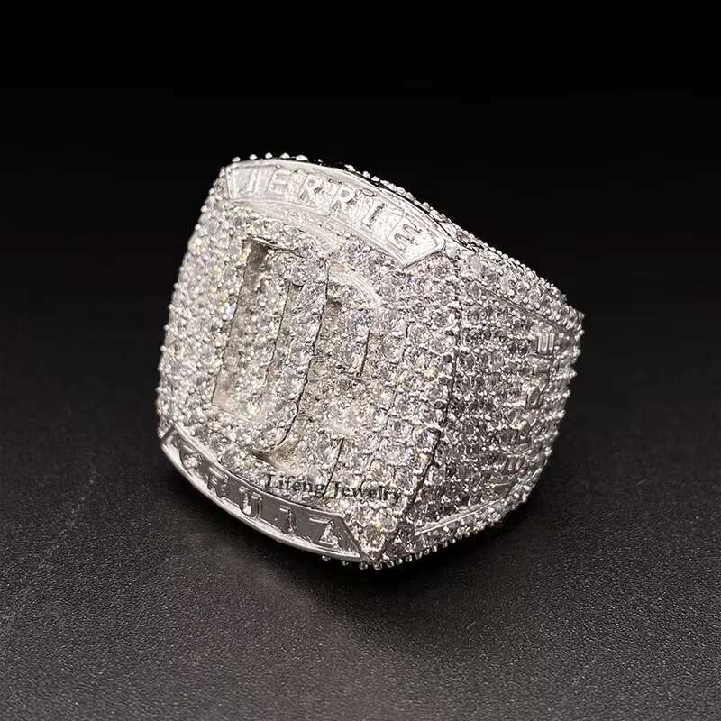 Silver plated white gold VVS Moissanite cut classic hand shaped ice ring hip-hop boutique jewelry gift