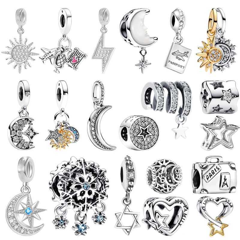 New Aircraft Lightning Pendant Splittable Sun Moon Charm Bead Fit Original European 925 Silver Bracelet DIY Women Jewelry GiftXJ250517