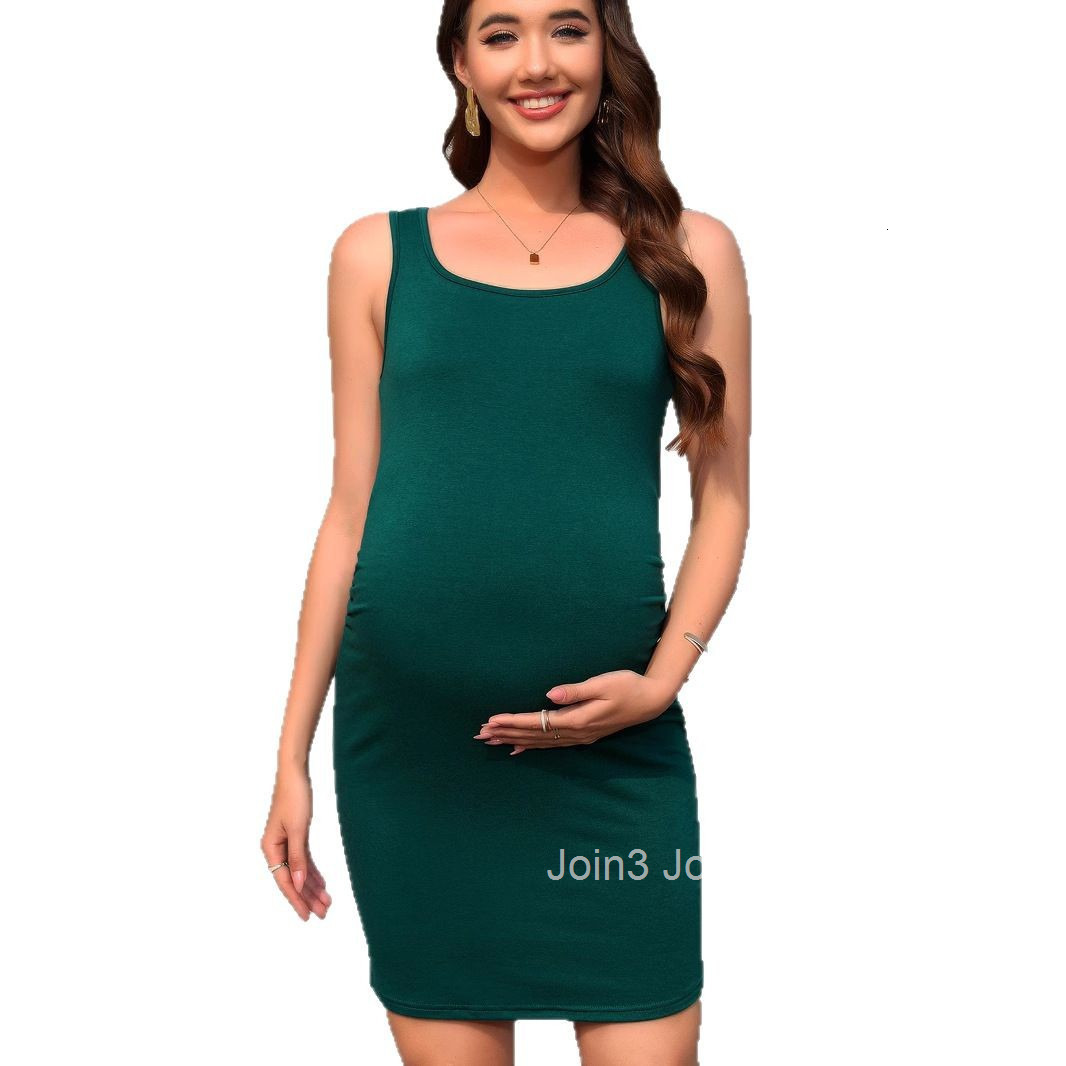 Summer New Round Neck Sleeveless Long Vest Skirt for Pregnant Women