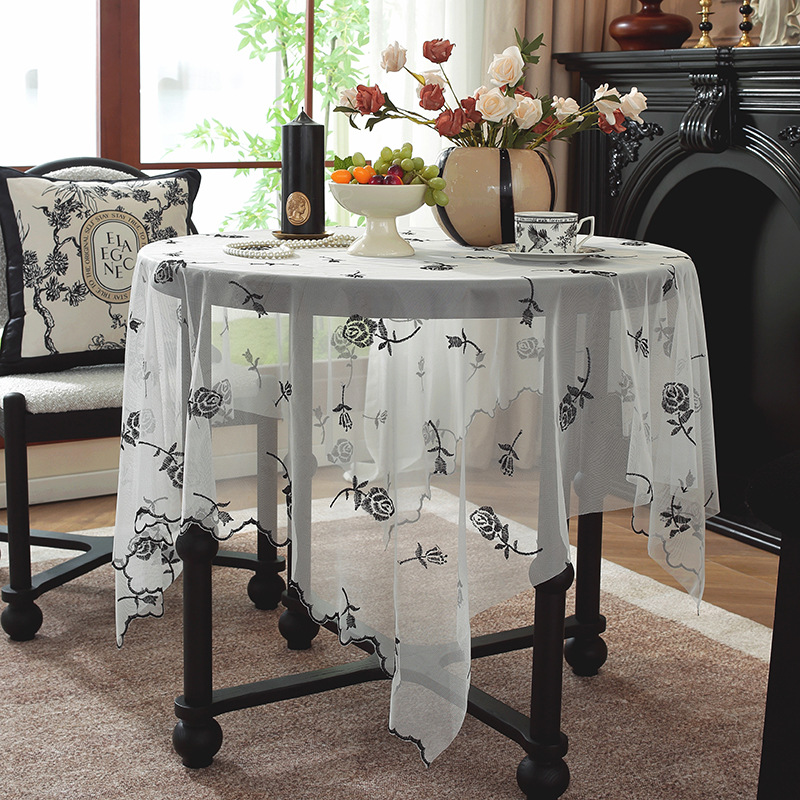 B397 lace light luxury high-end tablecloth French rectangular tablecloth retro TV coffee table cover cloth medieval atmosphere new