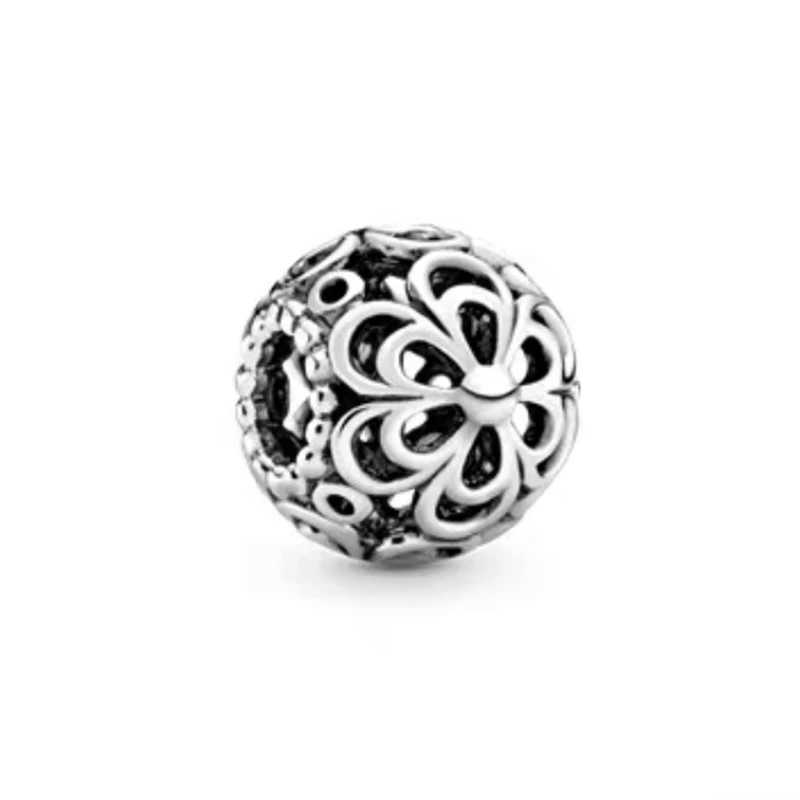Authentic Openwork Entwined Hearts Flowers Dangle Charm Bead Fit Original European 925 Sterling Silver Bracelet Women JewelryXJ250517