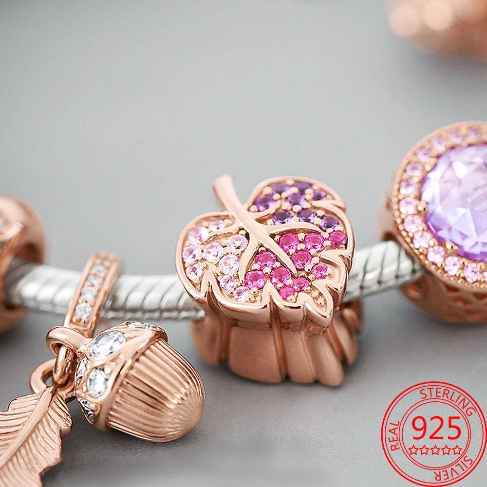 Classic 925 Sterling Silver Rose Gold Heart Ball Lucky Bead Charm Fit Brand Bracelet DIY JewelryXJ250517