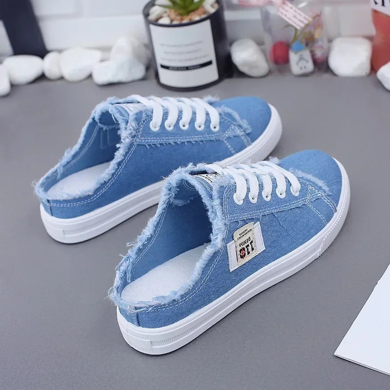 Spring Summer Women Canvas Sneaker Low Top Denim Sneakers Ladies Lace-Up Flat Canvas Board Shoes Female sapatos femininos 250515