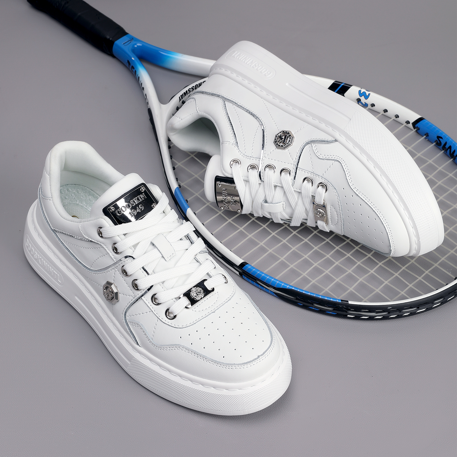 coolqi white goldfoiled designer sneakers highend material running shoes for men women lightweight breathable trendy design designer shoes
