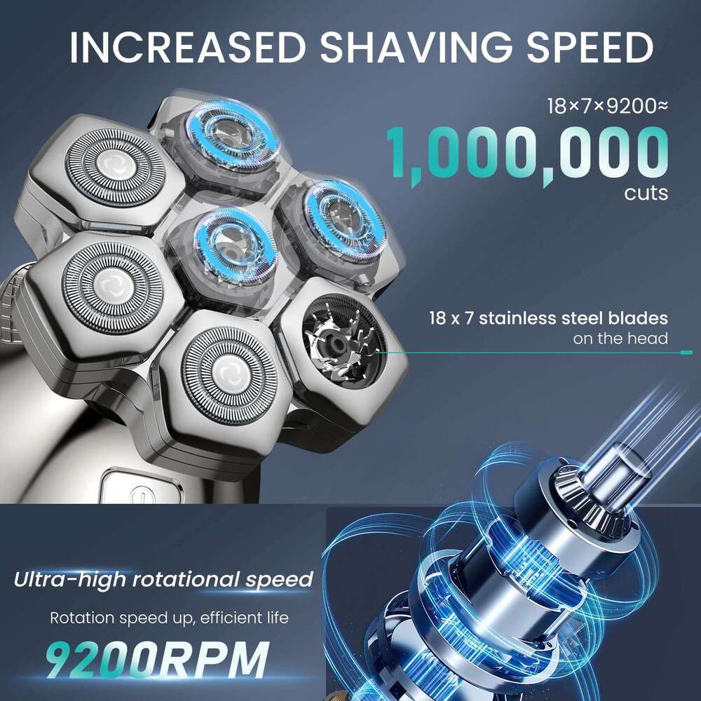KENSEN 5 In 1 Electric Shaver Magnetic 7D Floating Blade Men's Grooming Kit Rechargeable Head Shaving Hine Beard Trimmer