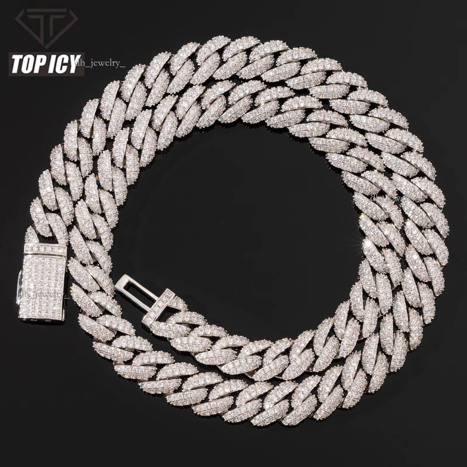 Pass Dia Tester VVS Chain 100% Sterling Sier 10mm Moissanite Cuban Hip Hop Men Jewelry