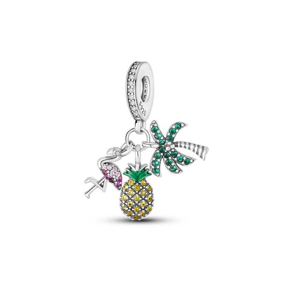 Fruit Series ple Lemon Durian Sterry Pineple Dangle Charm Bead Fit Original 925 Sterling Silver Bracelet JewelryXJ250517