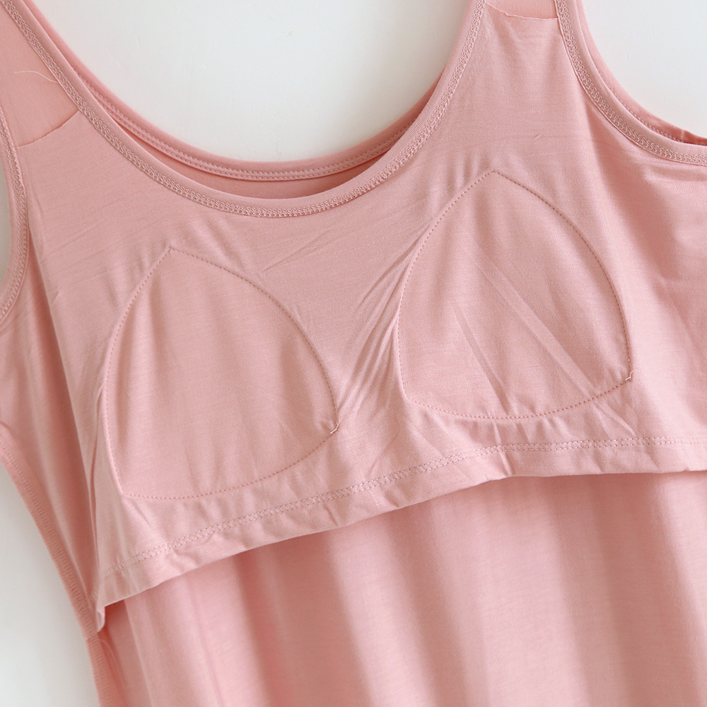X685 Ice Silk Cool Summer Thin Modal Cup One-piece Suspender Vest Dress Pajamas