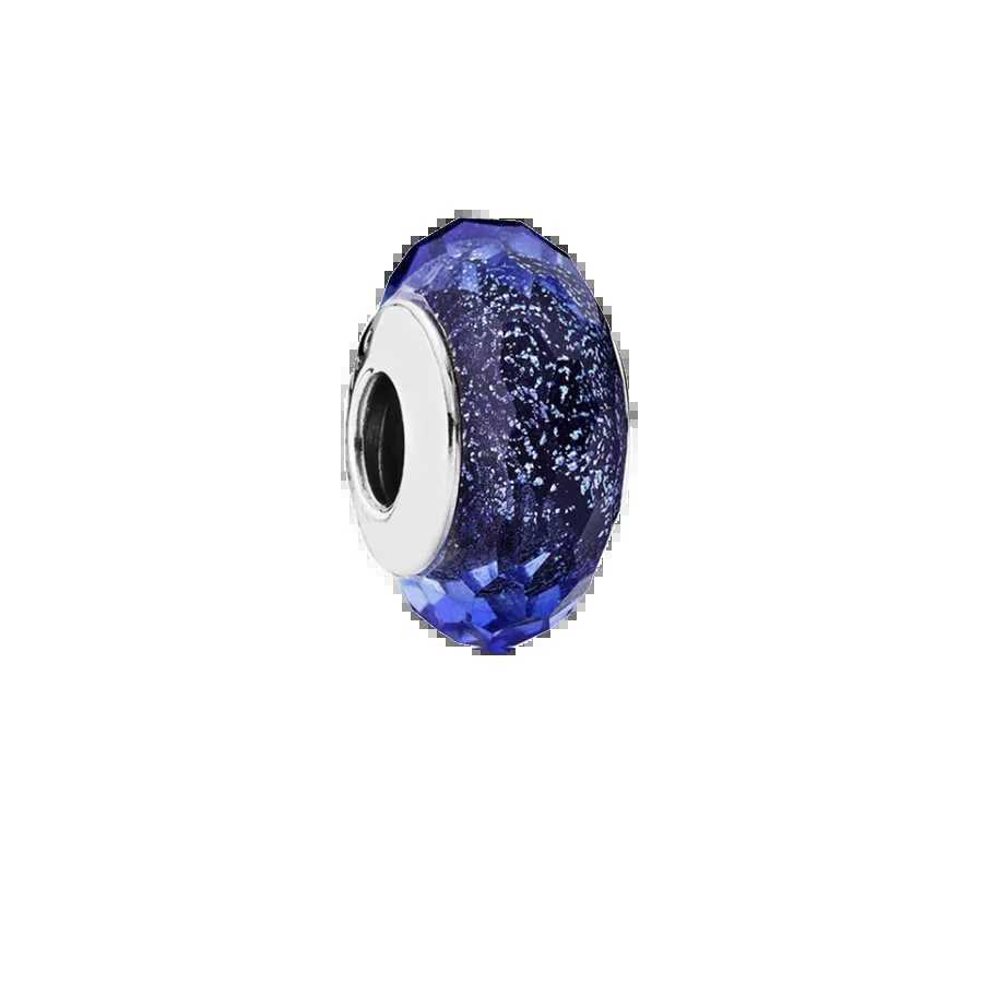 New Winter Blue Snowflake Faceted Blue Murano Glass Charm Bead Women Jewelry Fit Original 925 Sterling Silver BraceletXJ250517