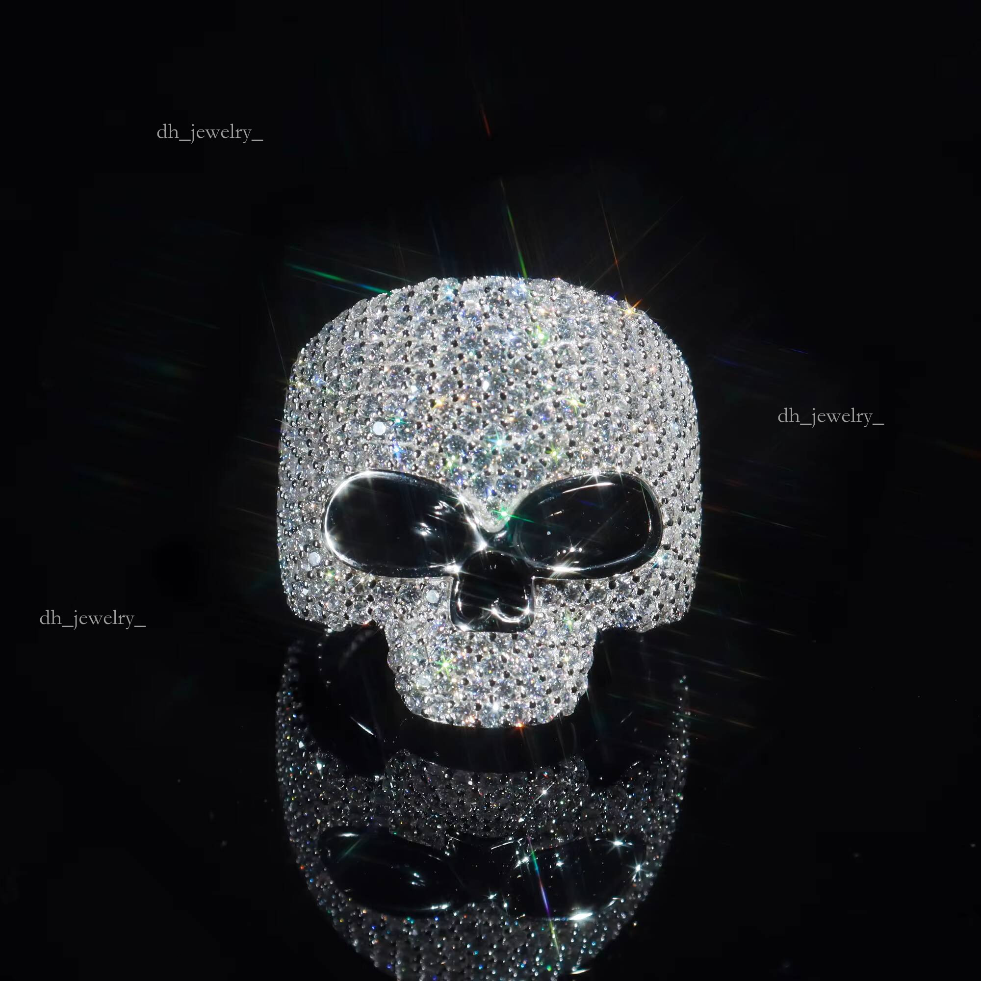 2025 Style Pass Tester Hip Hop Jewelry Sier Fully Eternity VVS Dia Moissanite Iced Out Skull Ring