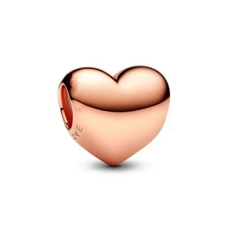 New Fine Rose Gold Pendant Heart-Shed Charm Beads Fit Original European 925 Silver Bracelet Accory DIY Women Jewelry GiftsXJ250517