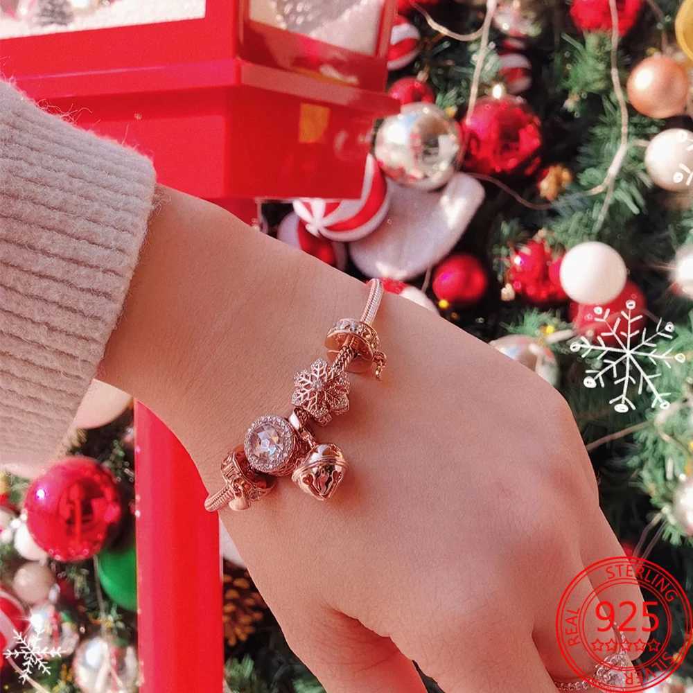 Classic 925 Sterling Silver Rose Gold Heart Ball Lucky Bead Charm Fit Brand Bracelet DIY JewelryXJ250517