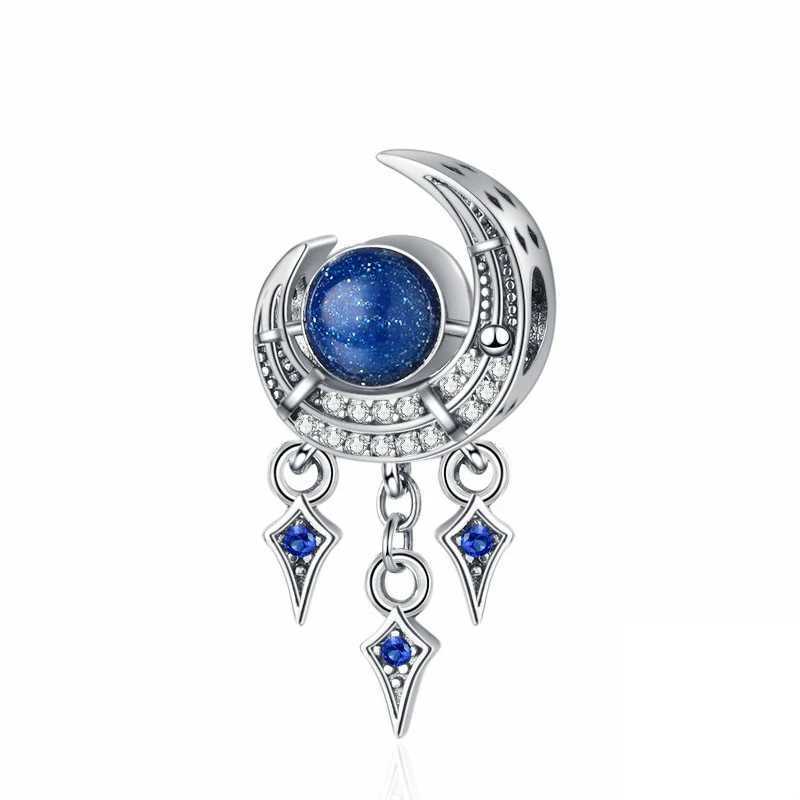New Arrivals Blue Spinnable HeartCelestial SunStar Moon Charm Bead Fit Original 925 Sterling Silver Pan Bracelet DIY JewelryXJ250517