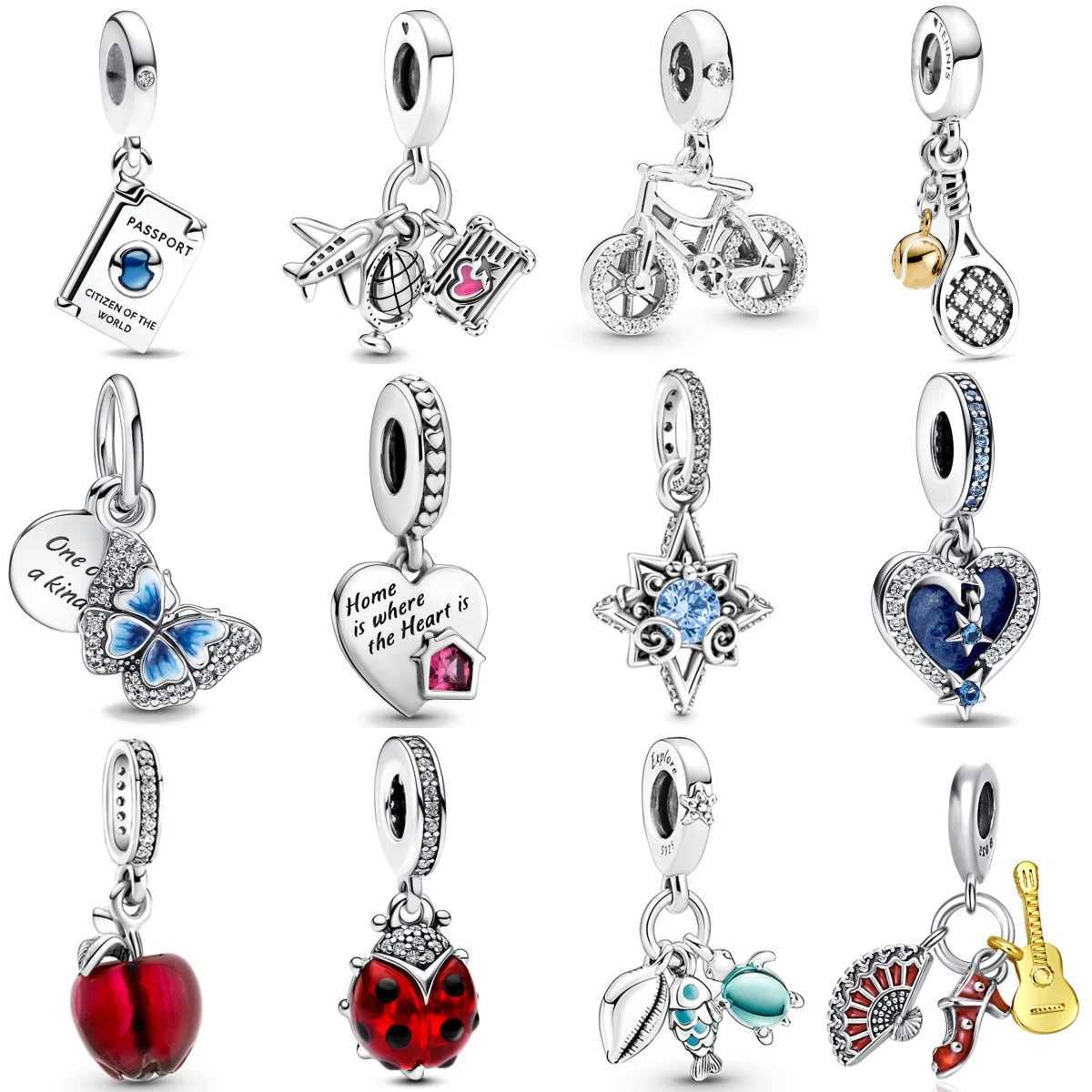925 high-quality silver turtle chameleon bicycle charm swing pendant suitable for original bracelet DIY womens boutique jewelryXJ250517