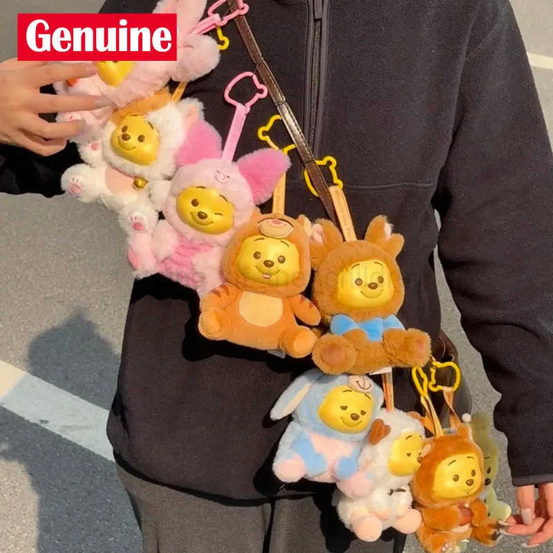 Disney Genuine Miniso Winnie The Pooh Naughty Party Blind Box Plush Anime Figure Pendant Doll Decor Key Chain Children Girl Gift Toy W250517