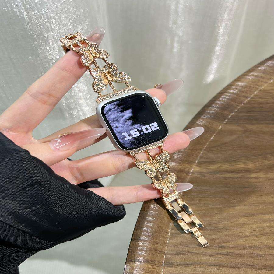 Accessories Suitable for Metal with Apple Watch iWatch Butterfly Diamond Strap applewatch series 10 8 9 7 6