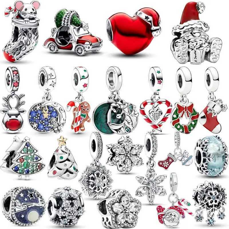 925 Silver Christmas Tree Socks Hat Santa Claus Elk Deer Snowflake Winter Beads Fit Pantaro Charm Bracelet Christmas DIY JewelryXJ250517