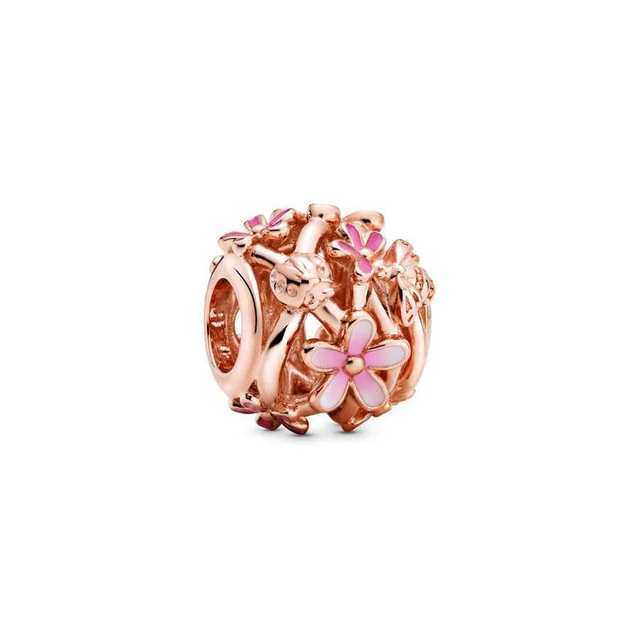 Mini Plated Rose Gold Sparkling Pink Hot Air Balloon Leveled Heart Charm Bead Fit Original Silver 925 Bracelet DIY JewelryXJ250517