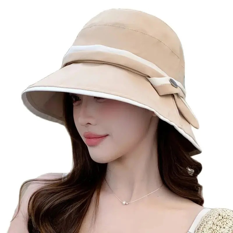Summer Hat Female Elegant Bow Sun Hats Japanese Bucket Hat Versatile Face Small Bucket Hat Korean Version Basin Hats 250516