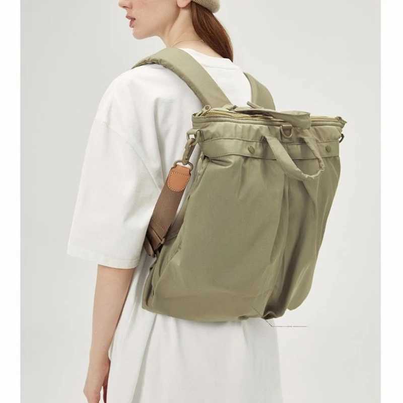 Large Helmet Bag Retro Backpack Crossbody Bag Versatile Commuting Tote Bag 3in1 Neutral Esthetics Pack for Youth Teen M250517