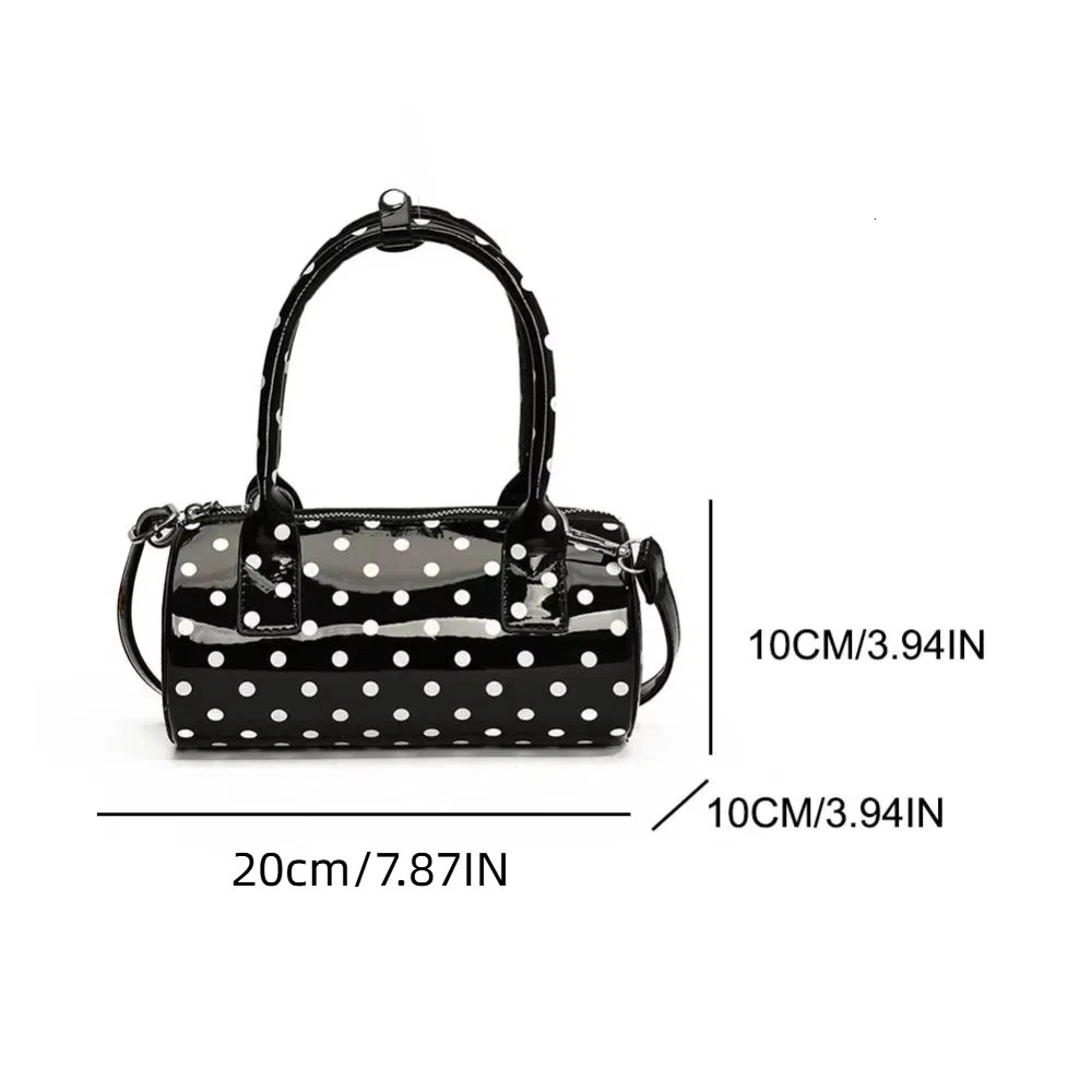 PU Leather Women Cylindrical Bag Versatile Adjustable Strap Polka Dot Handbag Waterproof Korean Style Crossbody Bag Girls 250516