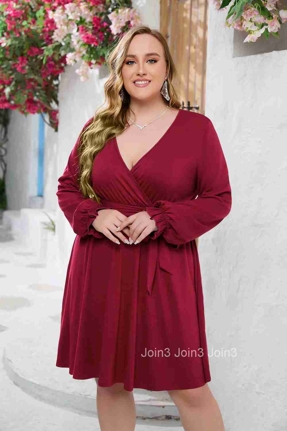 Hot Selling Fashion Temperament Solid Color V-neck Large Dress