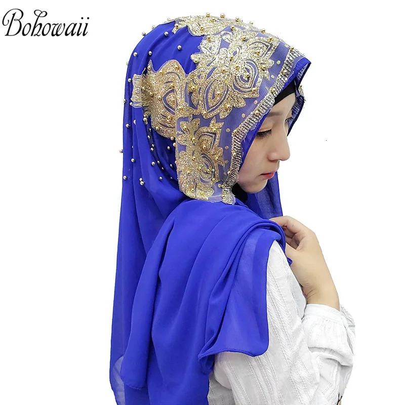 BOHOWAII Sequins Diamonds Panuelos Hijab Scarf Shawl Abaya Headscarf Turbantes Handkerchief Long Chiffon Kopftuch Femme Musulman 250517