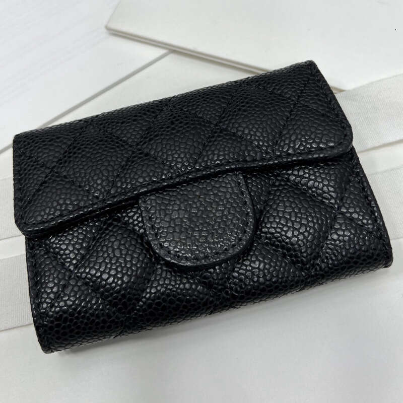 Luxury flip change women's classic bag, diamond shaped caviar, cowhide leather, real leather business holder, credit card zero wallet