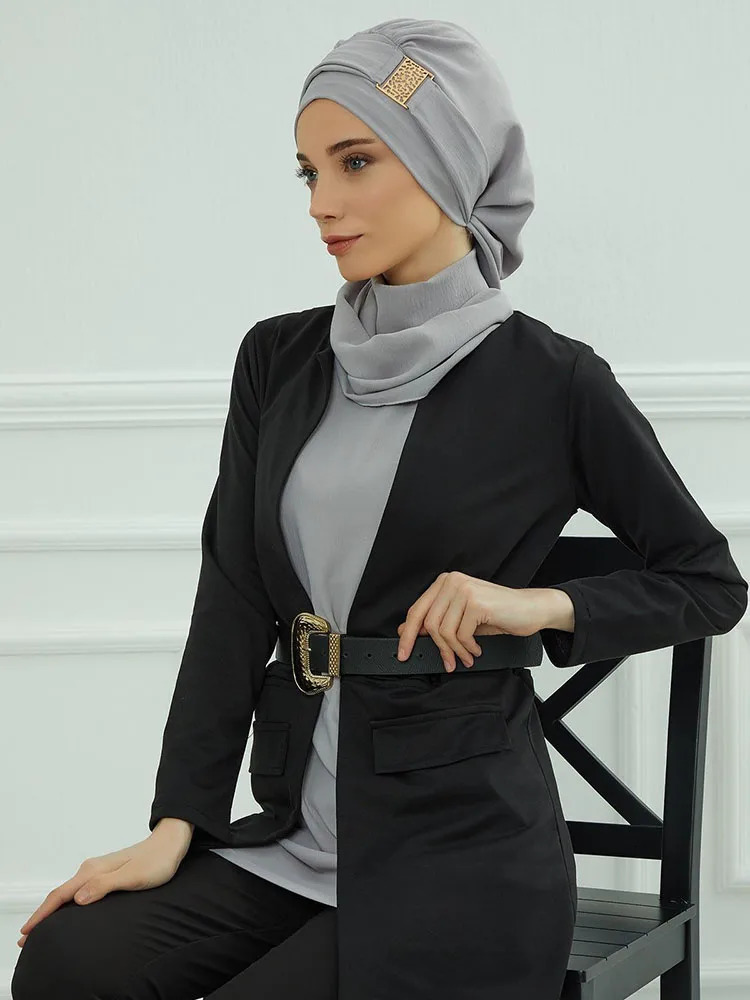 Plain Muslim Hat Inner Jersey Hijabs Women Turkey Instant Turban Islamic Caps Ramadan Headwraps y Khimar Ladies Clothing 250517