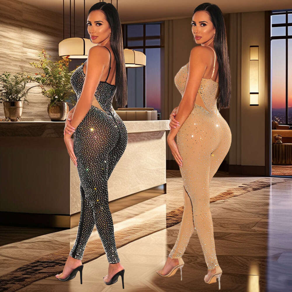Wide Leg Jumpsuit C Fashionable Women S Hot Pressed Dia Sexy Slim Fit Bag Arm Suspender Jumpsuit