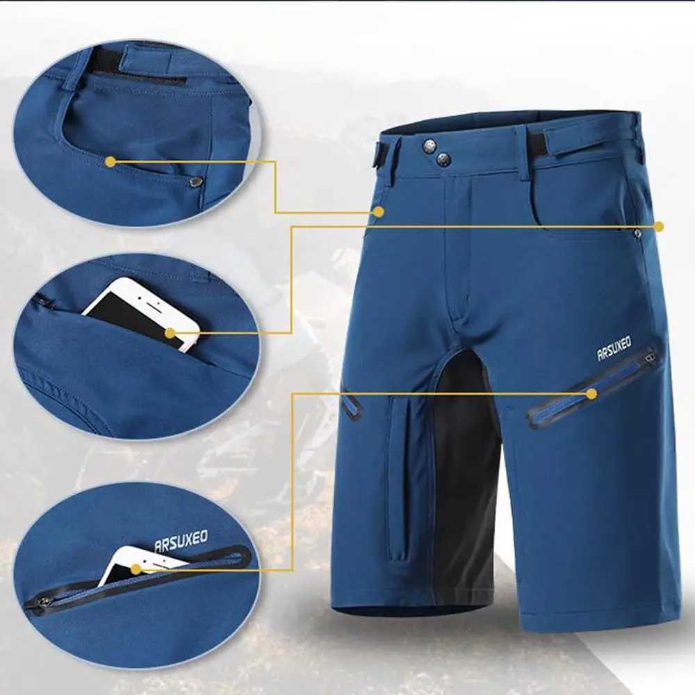 ARSUXEO Mens Cycling Shorts Loose Fit MTB Mountain Bike Shorts Outdoor Sports Hiking Downhill Short Pants 2006 Z250513
