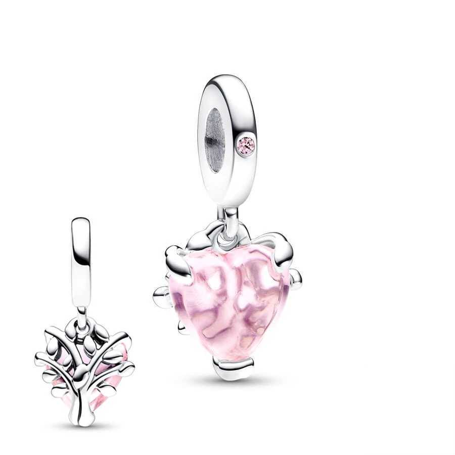 DIY Jewelry Pink Charm Potion Moon Flower Murano Glass Heart Dangle Beads Fit Original 925 Sterling Silver Pan BraceletXJ250517