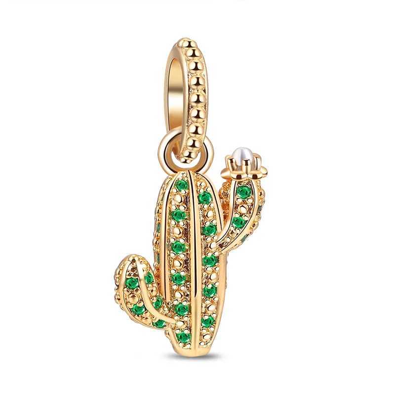 Hot Sale Gold Family Tree Cactus Castle Sun Sparkling Clip Charm Beads Fit Original 925 Silver Bracelet DIY Women Jewelry GiftsXJ250517