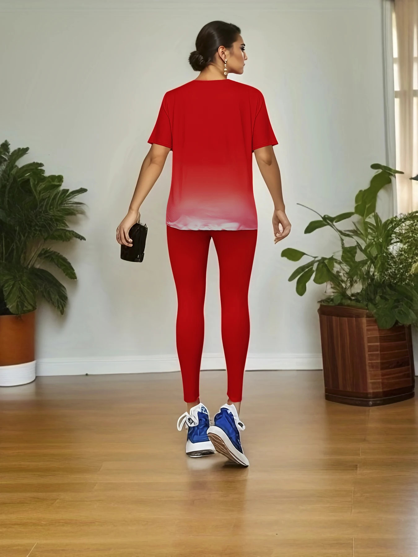 Plus Size Print Chic Twopiece Set Relaxed Casual Style with Crew Neck Top Comfortable Womens Clothing for SpringSummer 250513Z