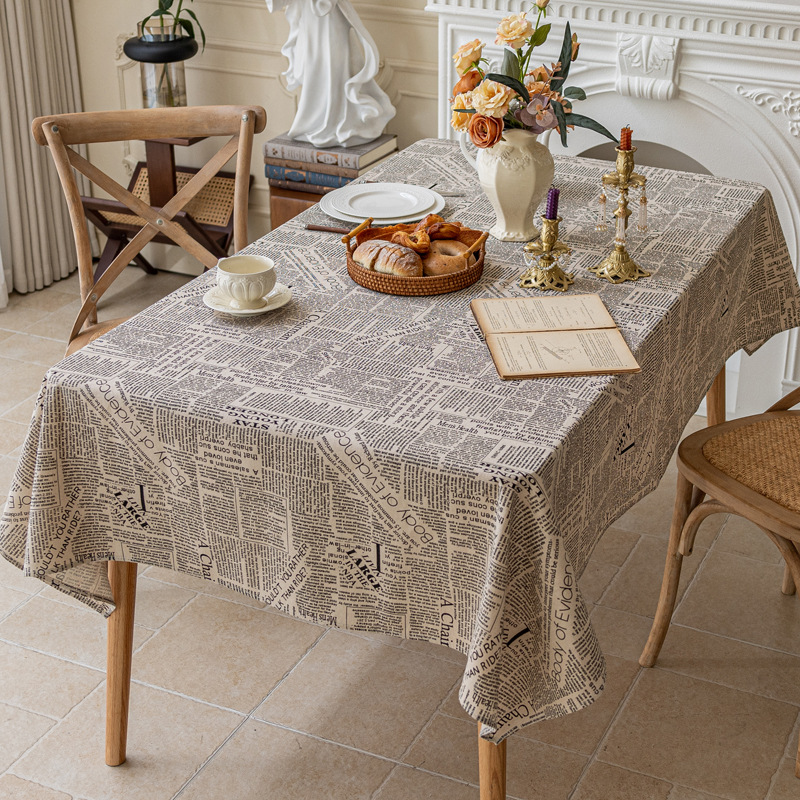 B399 cotton and linen Nordic style blue floral tablecloth dormitory rectangular cover cloth retro pastoral table cloth photo background cloth
