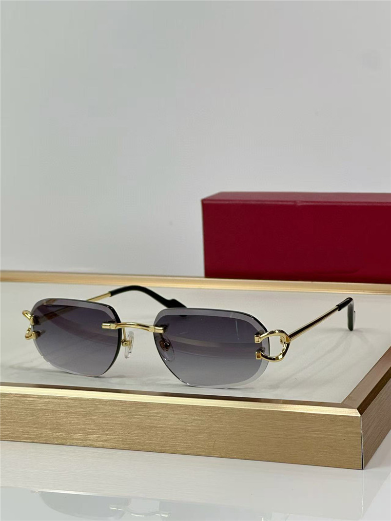 New fashion design square sunglasses 0468 metal frame rimless cut lenses simple and popular style versatile outdoor UV400 protection eyewear